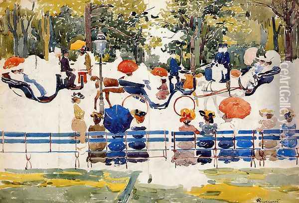 Central Park Aka Central Park New York City Oil Painting - Maurice Brazil Prendergast