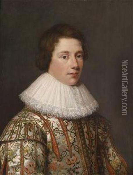 Portrait Of A Young Gentleman Oil Painting - Jan Anthonisz Van Ravesteyn