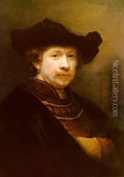 Portrait Of The Artist In A Flat Cap Oil Painting - Rembrandt Van Rijn