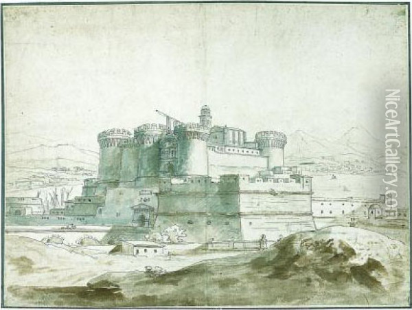 Vue Du Chateau De L'oeuf A Naples Oil Painting - Claude-joseph Vernet