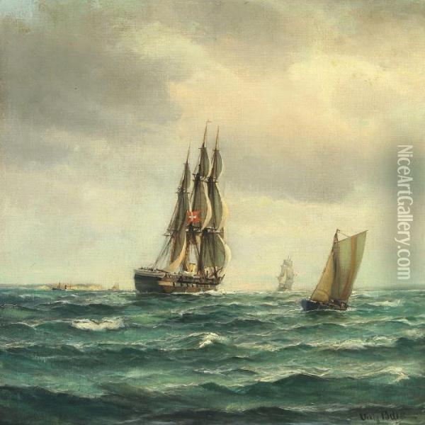 Seascape With Sailing Ships Oil Painting - Vilhelm Bille