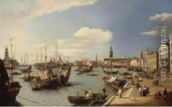 View Of The Riva Degli Schiavoni, Venice, Looking West Oil Painting - William James