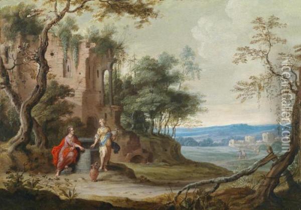 Christ And The Woman Of Samaria At The Well Oil Painting - Geeraert De Lavallee