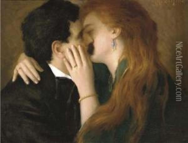 A Passionate Kiss Oil Painting - Richard Mauch