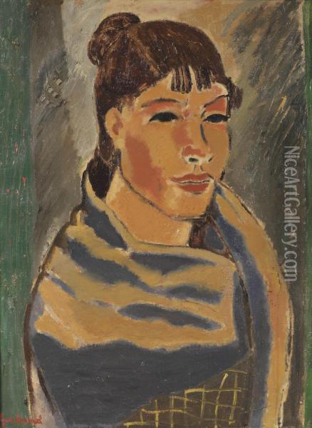 Girl With Blue Scarf Oil Painting - Gustave De Smet
