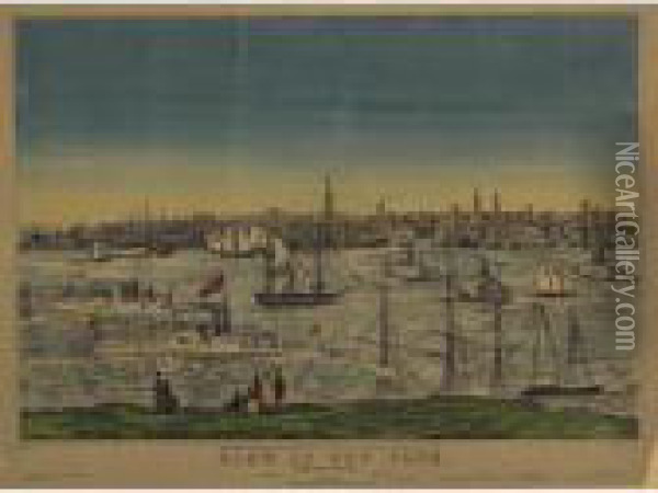 View Of New York. From Brooklyn Heights Oil Painting - Currier
