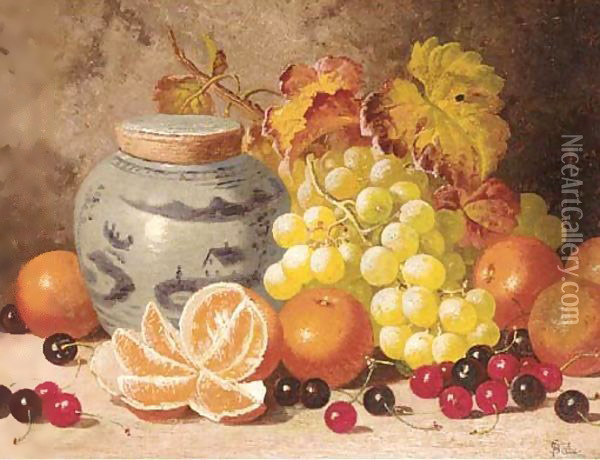 Oranges, cherries, grapes, and a ginger jar Oil Painting - Charles Thomas Bale