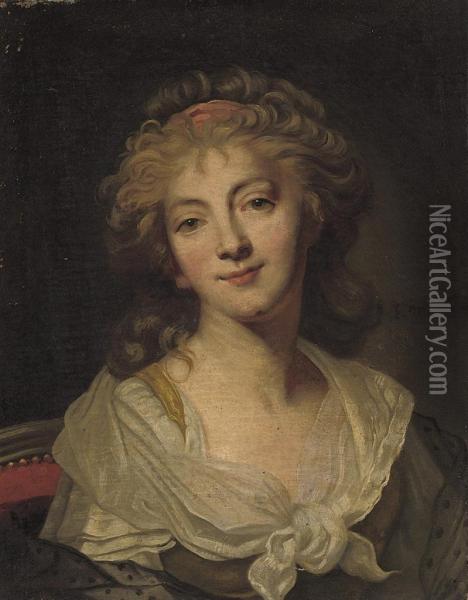 Portrait Of A Lady Oil Painting - E. Mathon