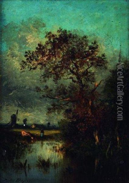 Riviere Et Foret Oil Painting - Jules Dupre
