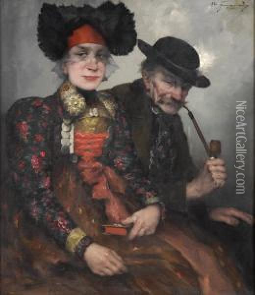 Dachauer Paar. Oil Painting - Robert Frank-Krauss