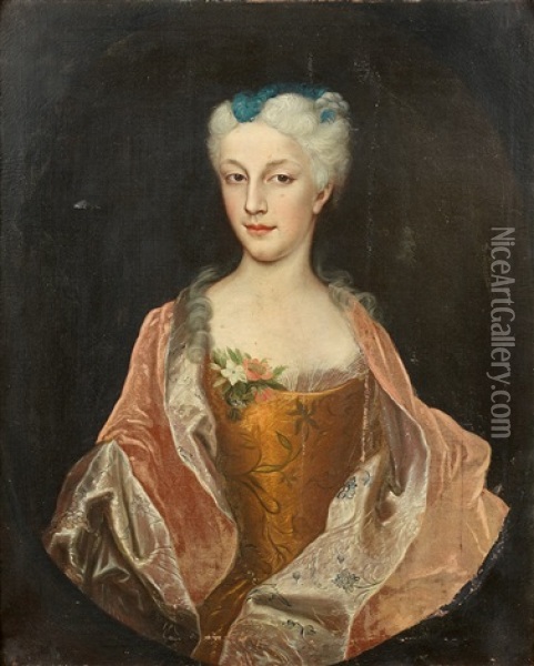 Jeune Femme En Buste Dans Un Ovale Peint Oil Painting - Joseph-Andre Cellony