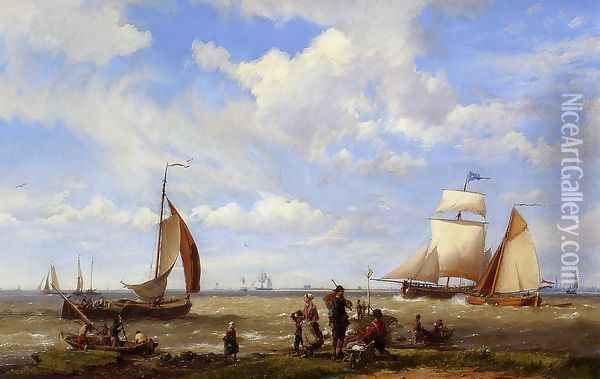 Shipping off the Dutch Coast Oil Painting - Hermanus Jr. Koekkoek