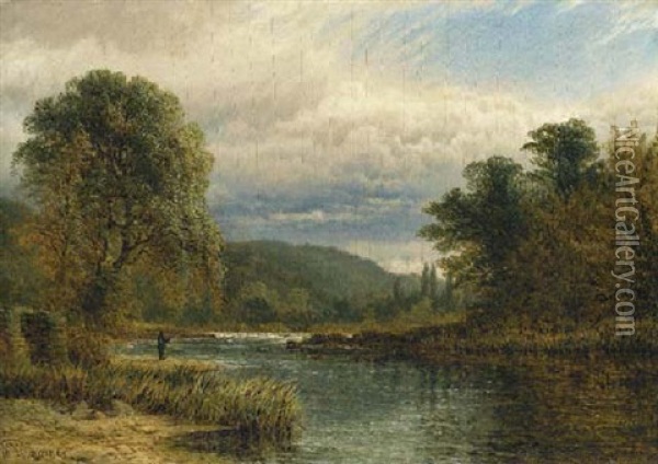 On The Trent, Near Castle Donnington Oil Painting - Henry Dawson
