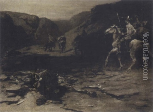 Dead Buffalo Oil Painting - Gilbert Gaul