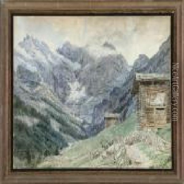 Mountain Landscape From Murren In Sefinenthal Oil Painting - Janus Andreas La Cour