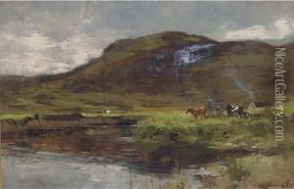 A Bend On The Teith, Callander Oil Painting - William Bradley Lamond