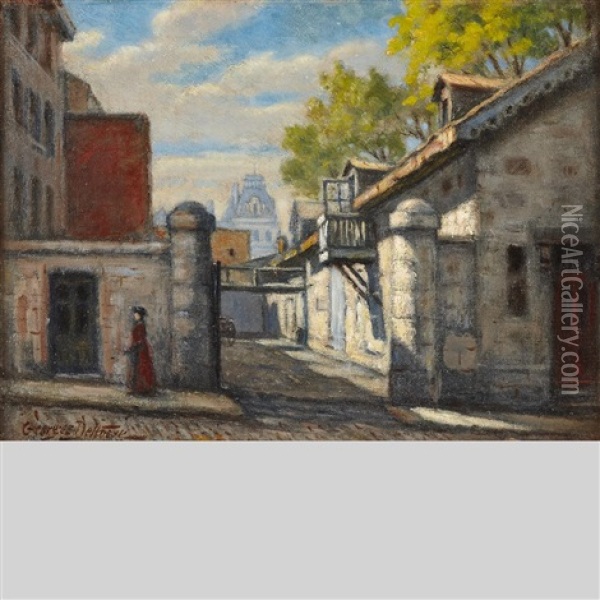 Old Montreal With The Magistrate's Court Oil Painting - Georges Marie-Joseph Delfosse