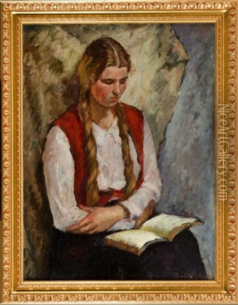 Reading Woman Oil Painting - Bertold Piotr Oczko