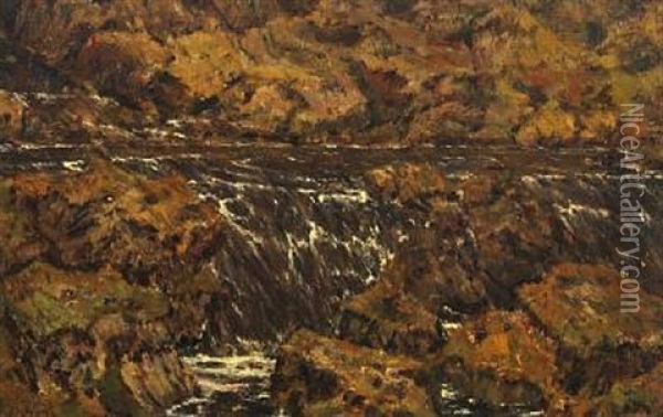 Waterfall Oil Painting - Arnold Marc Gorter