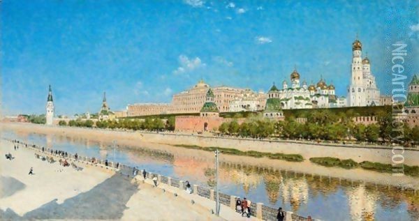 View Of The Moscow Kremlin Oil Painting - Vasili Vasilyevich Vereshchagin