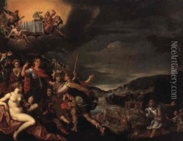 Der Anbruch Des Goldenen Zeitalters Oil Painting - Lucas de Heere