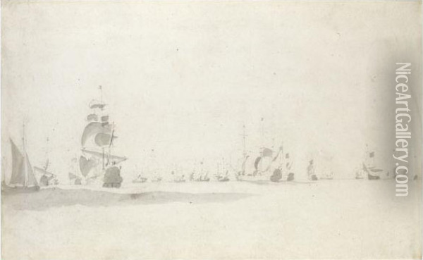 The Dutch Fleet Under Sail Oil Painting - Willem van de, the Elder Velde