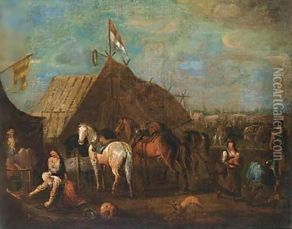 Military Encampment Oil Painting - Pieter van Bloemen