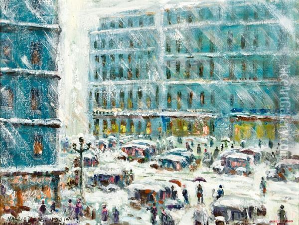 Winter Street Scene Oil Painting - Harriette Bowdoin