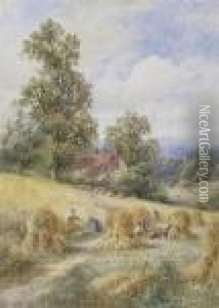 A Sussex Cornfield Oil Painting - Henry John Kinniard
