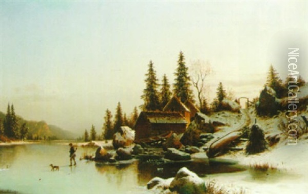 A Winter Morning Oil Painting - Johannes Bartholomaeus Duntze