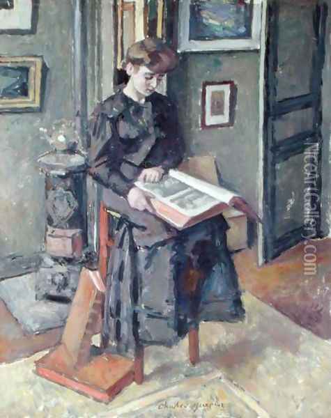 Girl Reading a Book Oil Painting - Charles Francois Prosper Guerin