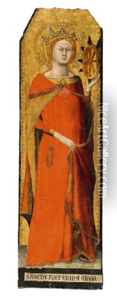 Catherine Of Alexandria And Saint Anthony The Great Oil Painting - Matteo Giovannetti