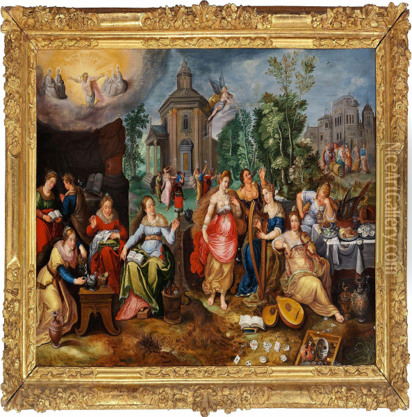 The Parable Of The Wise And The Foolish Virgins Oil Painting - Pieter Lisaert III