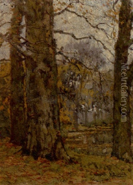 Forest In Autumn Oil Painting - Arnold Marc Gorter