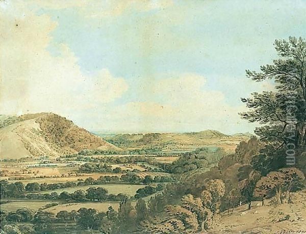View Of Box Hill From Norbury Park Oil Painting - John Varley