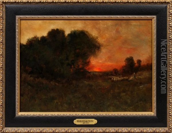 Landscape With Sheep Oil Painting - Elbridge Wesley Webber
