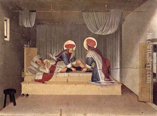 The Healing of Justinian by Saint Cosmas and Saint Damian Oil Painting - Giotto Di Bondone