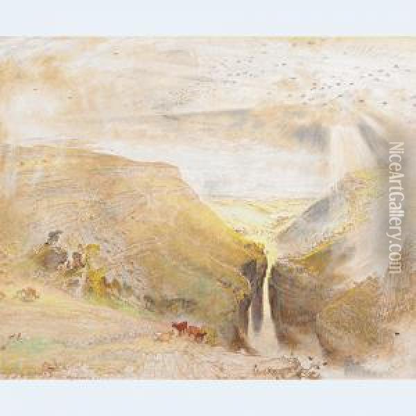 Gordale Scar, Yorkshire Oil Painting - William Shackleton