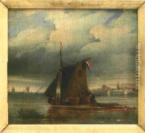 Segelboot Auf Dem Ijsselmeer Vor Edam Oil Painting - Albert Jurardus van Prooijen