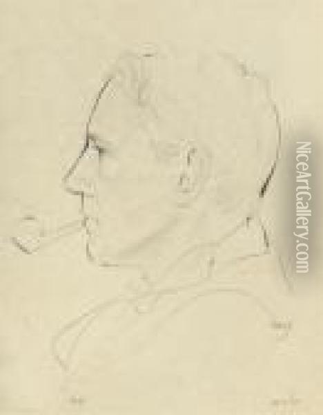 Portrait Of Donald Attwater Oil Painting - Eric Gill