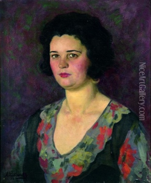 Portrait De Femme Oil Painting - Arnold Borisovich Lakhovsky