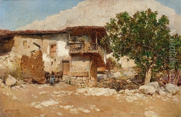 Spanisches Gehoft Oil Painting - Enrique Martinez Cubells y Ruiz