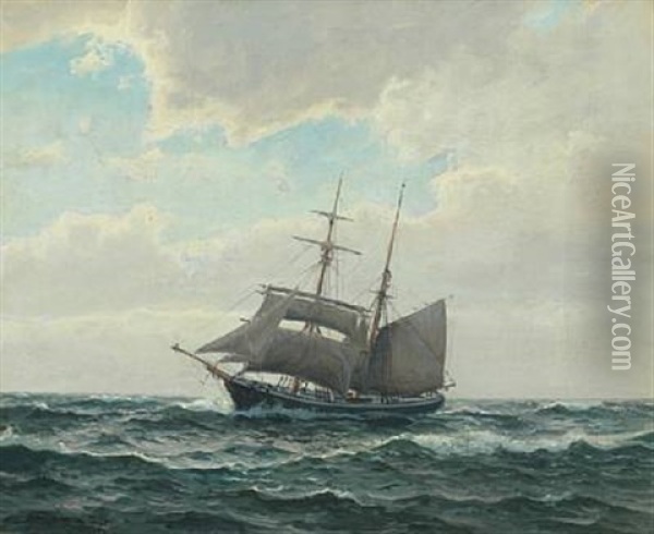 Maritime Scenery Oil Painting - Christian Benjamin Olsen