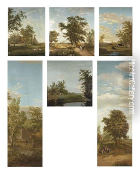 Les Foins (+ 5 Others; 6 Works) Oil Painting - Albert Jacob van der Poort