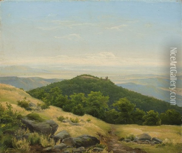 Landschaft Mit Bewaldeter Bergkuppe Oil Painting - Hans Heinrich Juergen Brandes