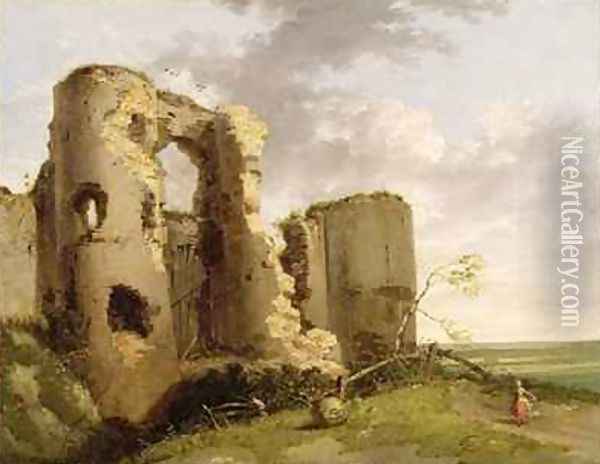 View of the West Gate of Pevensey Castle Sussex 1774 Oil Painting - John Hamilton Mortimer