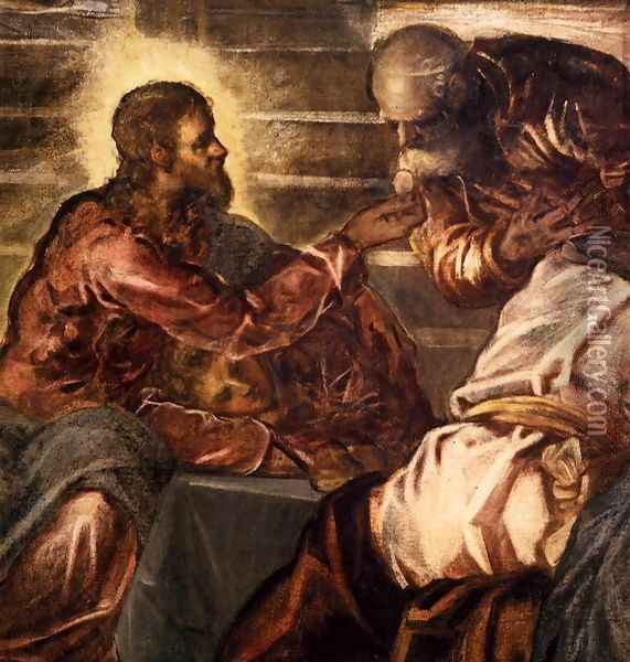 The Last Supper (detail) 2 Oil Painting - Jacopo Tintoretto (Robusti)