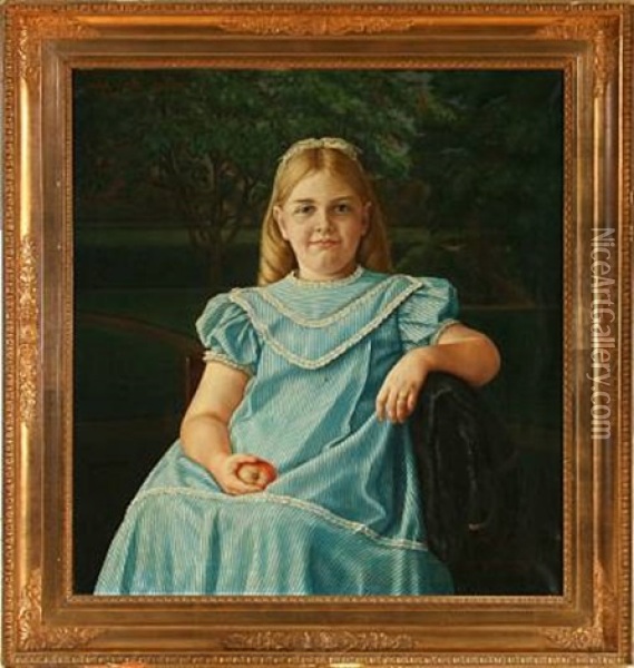 Portrait Of Inger Vibeke Jensen Oil Painting - Anna Maria Andersen