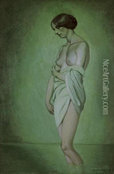 Baigneuse De Profil, Effet Vert Et Rose Oil Painting - Felix Edouard Vallotton