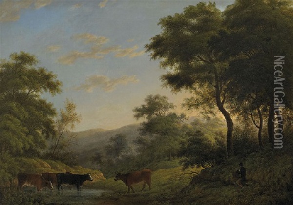 Landscape With Cattle Oil Painting - John Glover